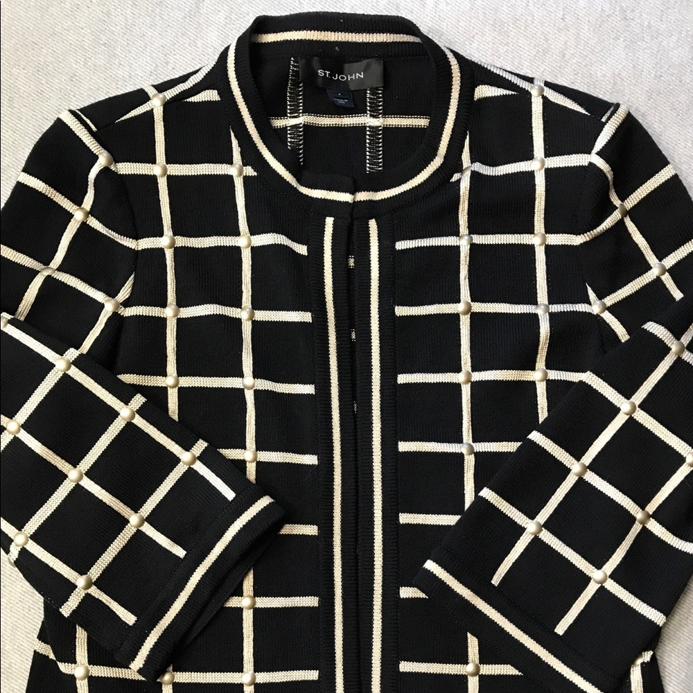 St. John Knit Black Gold Open Blazer/Jacket